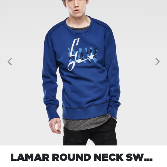 G-star Raw blue pullover sweater/sweatshirt features a layered crewneck sz XL - Picture 2 of 7